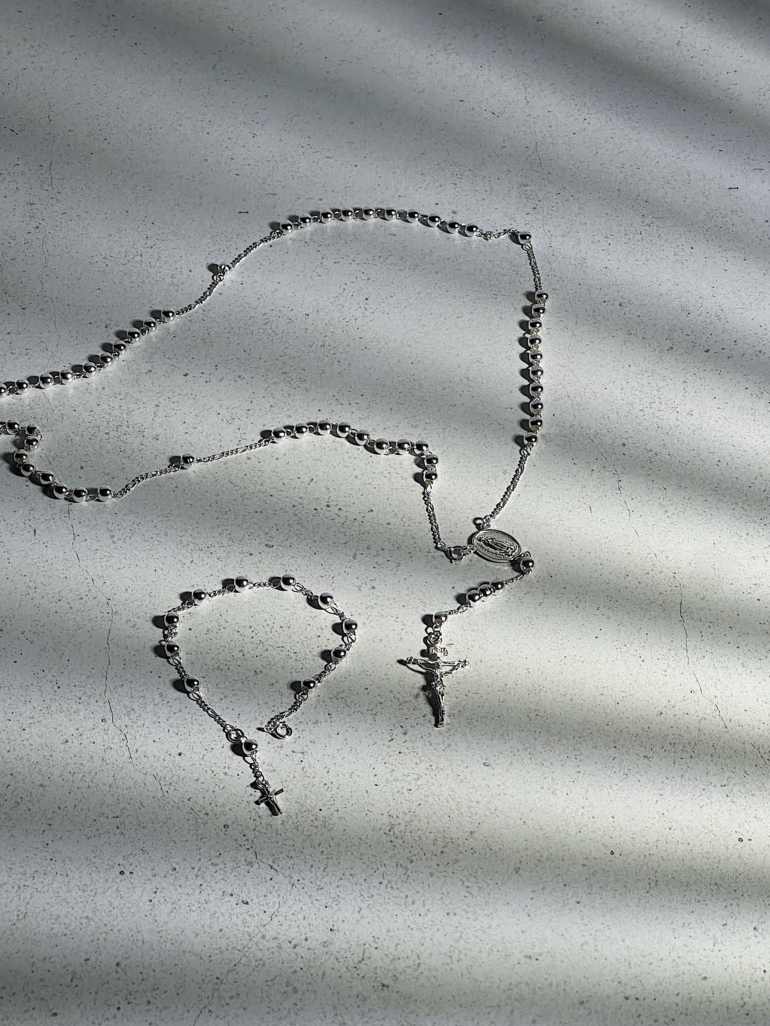 Silver Rosary Necklace